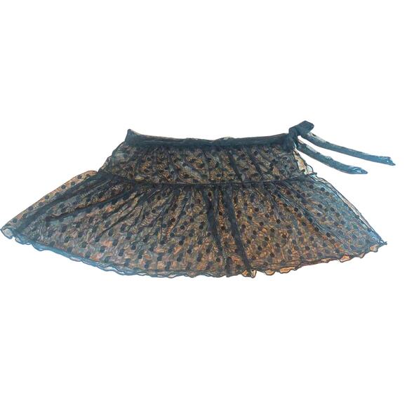 WOMENS 3XL SHEER BLACK POLKA DOT SHORT SWIMSUIT COVER WRAP SKIRT - Picture 2 of 10